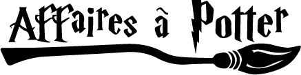 Logo d'Affaires à Potter, avec l'écriture presque originale sur un balai.